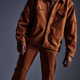 "Dolby" Synth Suede Jacket (Brown)