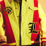 "Claridge" Letterman Jacket (Denim/Red/Cream)