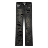 "Deteriorate" Grayscale Patched Boro Denim (Dirty Black)