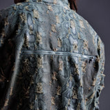 "Balboa" Denim Snakeskin Bomber (Blue)