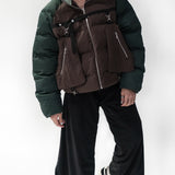 "Daphne" Layered Utility Puffer Jacket (Forest)