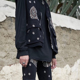 Bandana Embroidered Denim Vest (Black)
