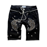 Bandana Embroidered Denim Shorts (Black)