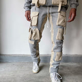 Military Cargo Fleece Sweat Pants (Khaki/Grey)
